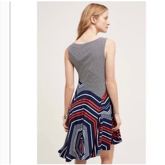 Striped Navy and Red A-Line Dress - Picture 4 of 14